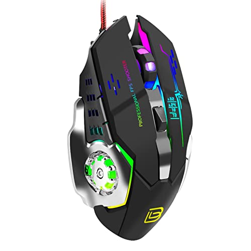 Hearthxy 5 Pcs Mechanische Gaming-Maus,Tragbare kabelgebundene PC-Gaming-Mäuse mit LED-Licht - Leichte Programmiermaus für Computer Laptop PC Cover