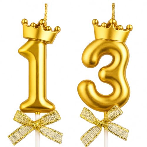 Image of Number Candles with Crown 3 inch for Birthday Parties, Wedding Anniversary Celebration Cake Decoration Gold Number 30 Candle, 2 Pc