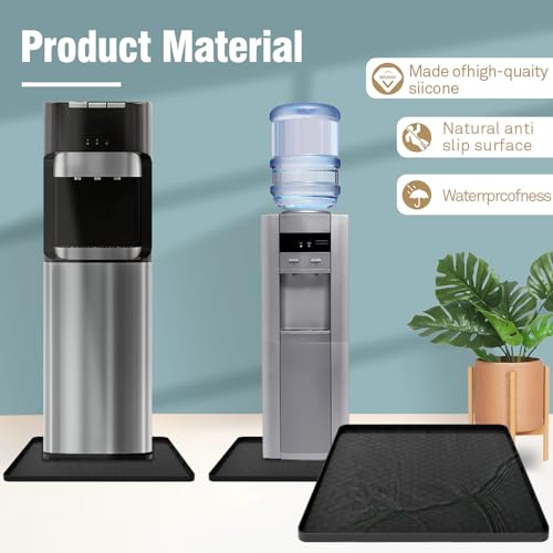 Image of Water Cooler Mat - (22 inch x 19 inch) Non-Slip Water Cooler Mat with Raised Edge for Foor Protector, Under Water Dispenser Mat Used for Bedrooms, Kitchens,Offices, Bars (Black)