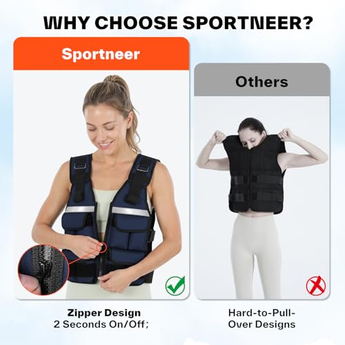Image of Sportneer Adjustable Weighted Vest Weights: 2-18 lbs /2-42 lbs Washable Weight Vest for Walking 16 In 1 Fast Adjust Rucking Vest for Women and Men Home Gym Running Jogging Strength Training Vests