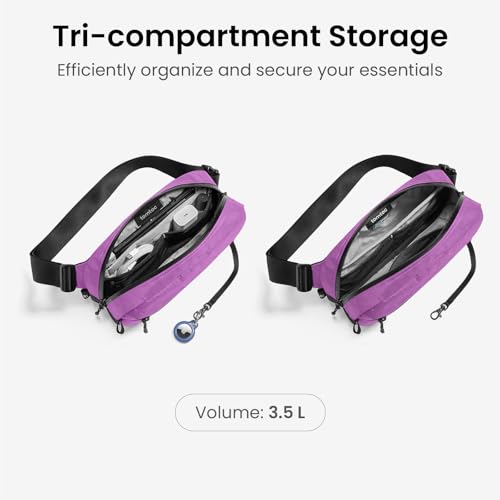 Image of tomtoc 1.5L-3.5L Sling Bag with RFID Blocking, X-Pac /Non X-Pac Minimalist Crossbody Chest Pack for Men and Women, Lightweight Water-Resistant Bag for Travel and Daily Commutes, X-pac Purple, 3.5L