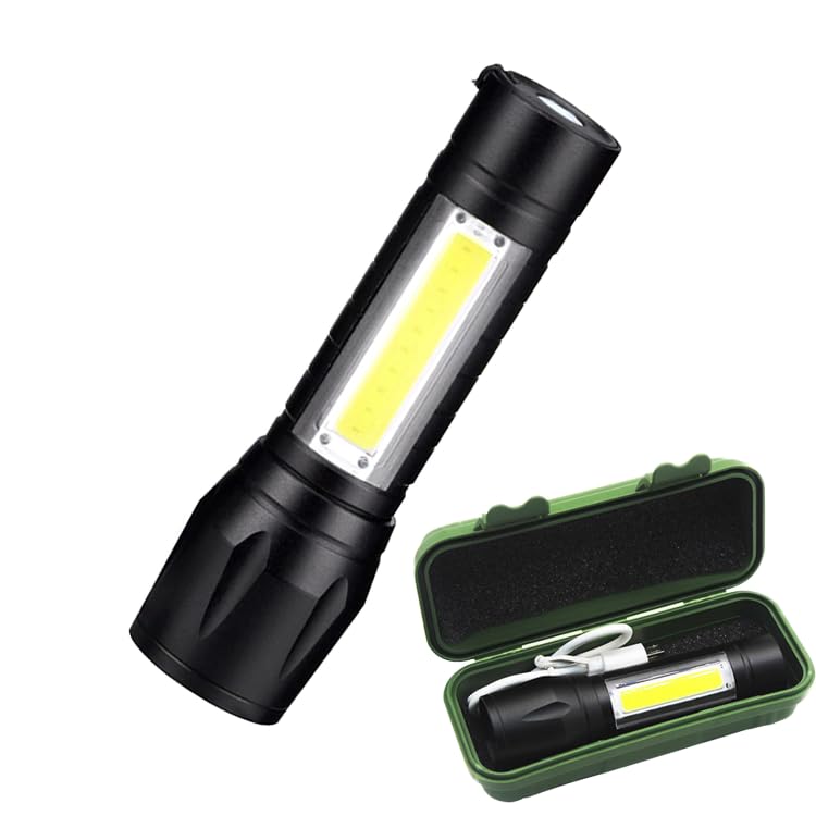 SHOPRONICS Rechargeable LED Torch Light 5W with Zoom Focus, USB Charging High Power Flashlight, Waterproof Aluminum Metal Body, Long Range Torch for Camping, Emergency, Hiking, Home & Power Backup-image-46