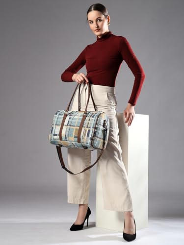 Image of ENSAC Premium Duffle Bag for Travel for Men and Women Made of Cotton /Jacquard with Cabin Holiday Bag (Blue)