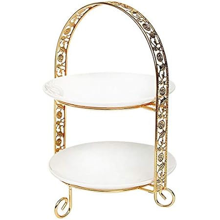 Bo Time Plateau Presentoir A Gateaux De Style Oriental En Metal Dore Avec Poignee Et Assiette En Verre Amazon Fr Cuisine Et Maison