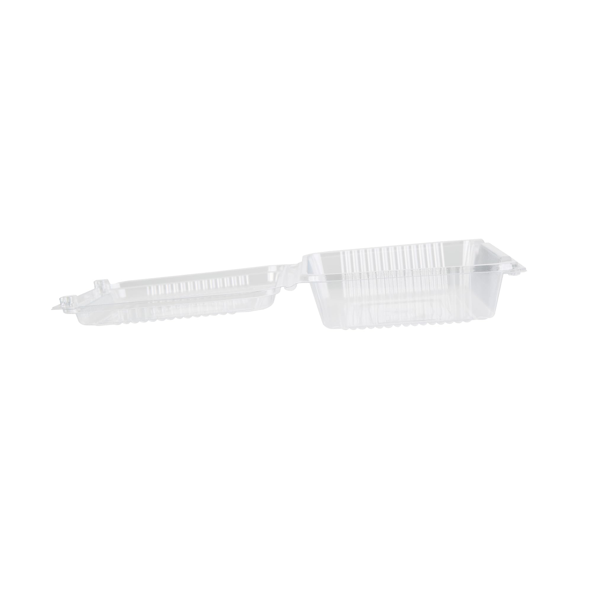 Restaurantware Thermo Tek - Contenedores de alimentos de 7.5 x 5.24 x 1.7 pulgadas, 100 recipientes rectangulares de concha - Contenedores de plástico transparente duraderos, resistentes, para