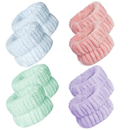 La Mejor Lista de Toallas para lavarse la cara comprados en linea. 45 4 pares de banda de lavado de muñeca de microfibra suave para lavar la muñeca, toalla de lavado de muñeca, para lavar la cara, maquillaje, mujeres, niñas, mujeres, evitar que...