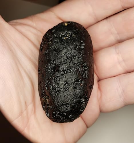 Image of Rare Indochinite Black Tektite 100g, Raw Meteorite Impact Glass, 1pc 65mm Natural Specimen, from Vietnam ID#A