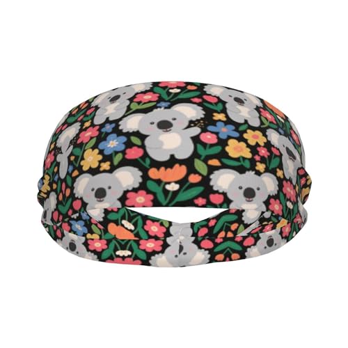 Boys Girls Cute Koala And Flowers Art Sports Sweatband Multi Style Beauty Skinny Hair Band Headdress for Yoga Travel Spa2