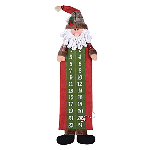 BESTOYARD 23x90cm Christmas Countdown Calendar Christmas Advent Calendar Christmas Year Hanging Ornament Home Office Door Decoration (Santa Claus)