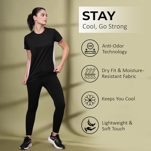 Image of CHKOKKO Gym Tshirt for Women Workout Dry Fit t Shirt Sports Tshirt Lightweight Round Neck Breathable Half Sleeve Activewear Mesh Running Yoga Tops for Woman