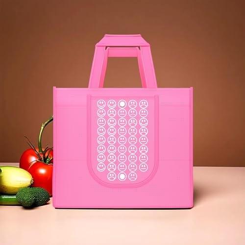 Image of Kuber Industries Pack of 3 Foldable Shopping Bags For Women | Grocery Bags For Market | Jhola /Thela & Daily Use Bags | Smile- Pink, Green & White Blue