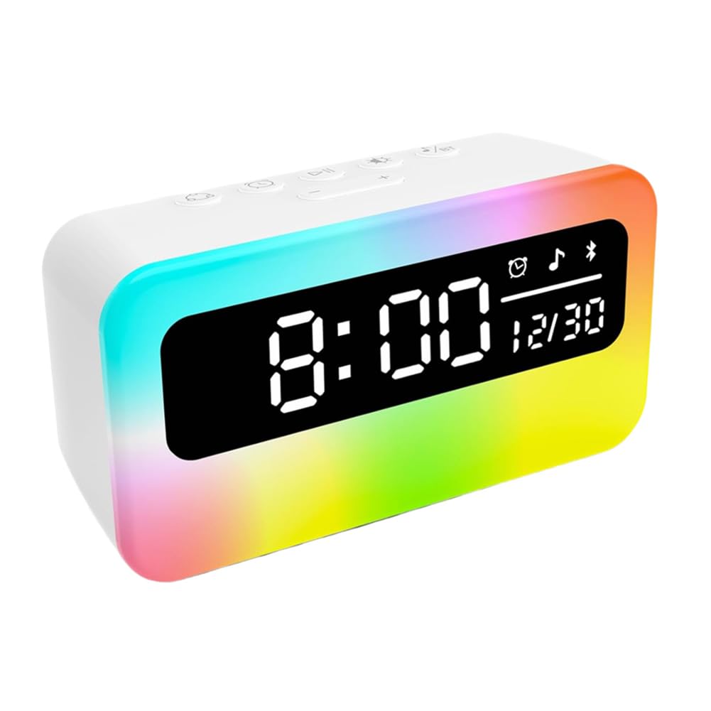 UDSKNV[KSL Digital Alarm Clock with RGB Night Light for Bedroom, 4000mAh White Noise Bluetooth Speaker for Bedside, Desk