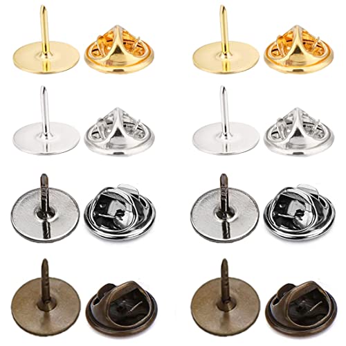 80 Paar Raffhalter mit blanko Nadeln (10 mm x 9 mm), TuNan Pin Backings Butterfly Clutch Tie Tacks Ersatz für Etikettenstift, Handwerk, Schmuckherstellung, 4 Farben Cover