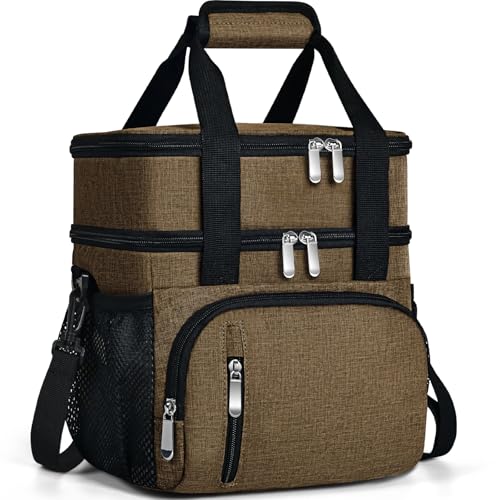 MIAOJIE Double Lunch Bags for Men Women, Leakproof Insulated Lunch Box