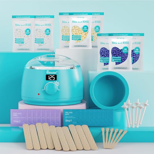 Image of Digital Waxing Kit for Women & Men - 8 Packs Lavender & Milk Hard Wax Beans with Fast-Melting Silicone and Pre /Post Care Wipes - A