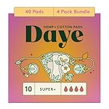 Daye Super+ Pads: 40ct | Regenerative Hemp and Organic Cotton Comfort Blend with Super Absorbent Polymer Core | Planet-Friendly for Very Heavy Flow/Overnight