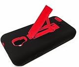 For ZTE Unico LTE Kickstand Dual Layer Hybrid Phone Cover Case - Red / Black + Happy Face Phone Dust...