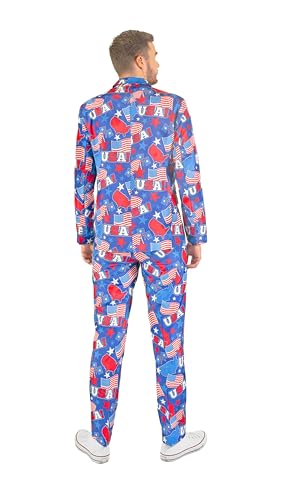 Offstream Men's Party Costumes - USA Patriotic Theme - Slim Fit - Includes Matching Blazer Jacket, Pants & Tie2