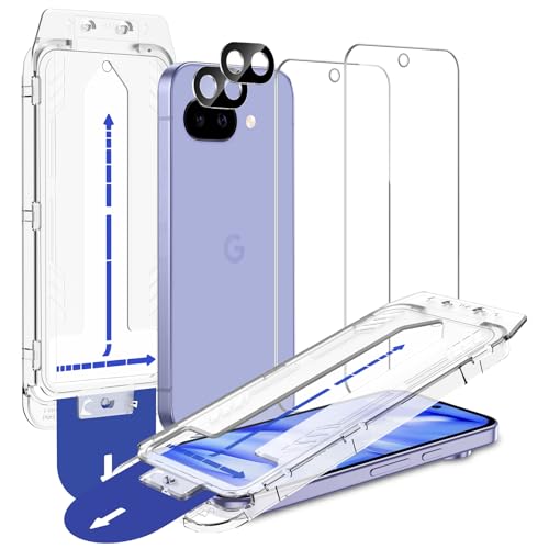 SPARIN Screen Protector for Google Pixel 9A 6.3 Inches [2+2 Pack] Pixel 9A Tempered Glass Easy Installation with Auto Alignment Frame Bubble-Free/Case Friendly