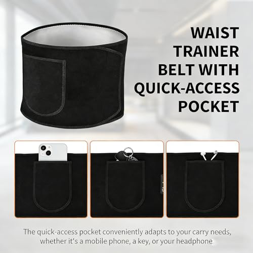 Image of Belly Fat Belt for Women and Man,Sweat Belt Fat Burner with Pocket,Neoprene Waist Trimmer for Weight Loss,Tummy Exercise,Hot Slimming Belt Lower Back Support and Relief in Back Pain