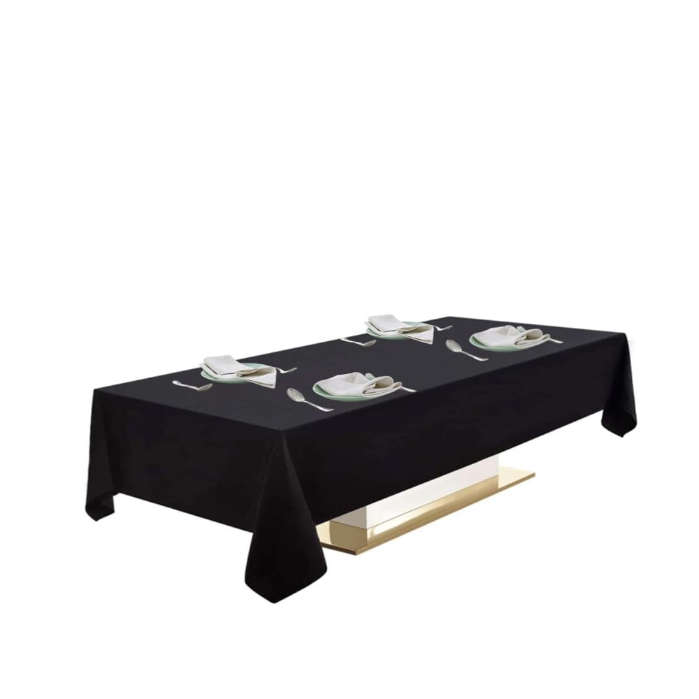Urby Black Tablecloth for 3-4ft Rectangle Tables That Seats 2-4 Person, Manteles de Mesa De Tela para Fiestas de 2-4 Sillas, Machine Washable Reusable Polyester Table Cloths