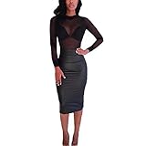 Mode Frauen Mesh hauchdünnen durchsichtigen Langarm Crop Top T Shirt Bluse schwarz