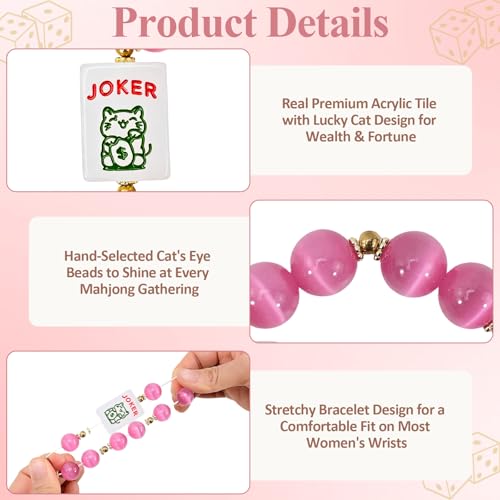 Pulsera Mahjong para Mujer con Piedra Ojo de Gato miniatura 4