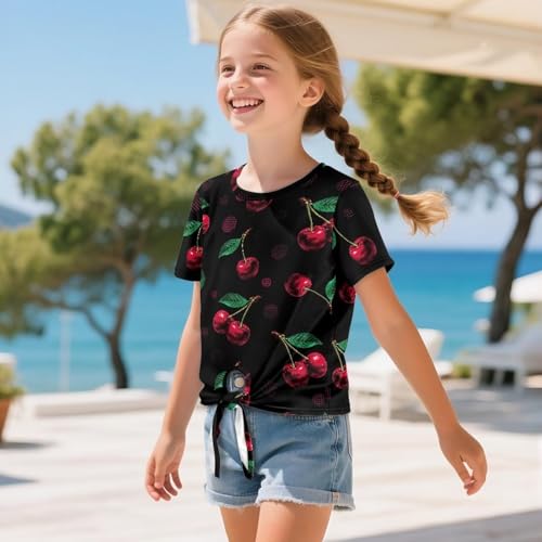 JEOCODY T-Shirts for Girls Short Sleeve Tops Soft Graphic Clothes Size 5-123