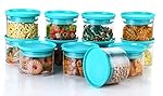 YouBee® Air Tight Kitchen Storage Container for Rice | Dal | Atta, BPA-Free, Flour | Cereals | Snacks | Stackable | Modular, Round, 500 Ml Set 12 (Blue)