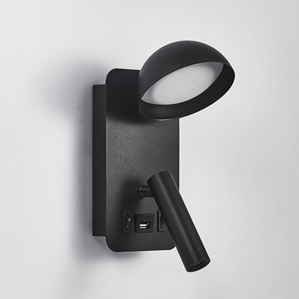 Aplique LED interior de aluminio en acabado negro mate con doble interruptor de alta precisión 4