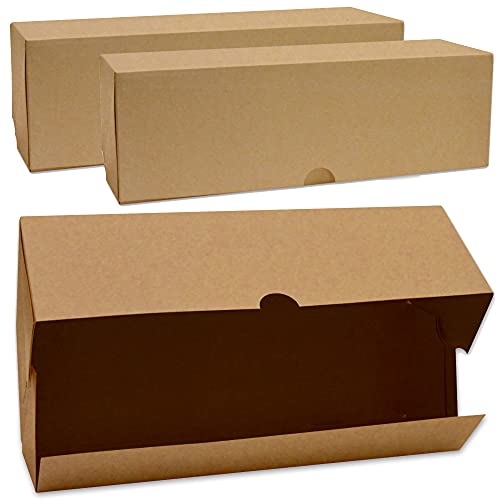 SCRAP COOKING - Lot de 2 Boîtes à Buches et Cakes - Carton Kraft Alimentaire Recyclable - 35 x 11 x 11 cm - pour Transport Gâteaux Pâtisseries Desserts Noël - Fabriqué en France - 5500