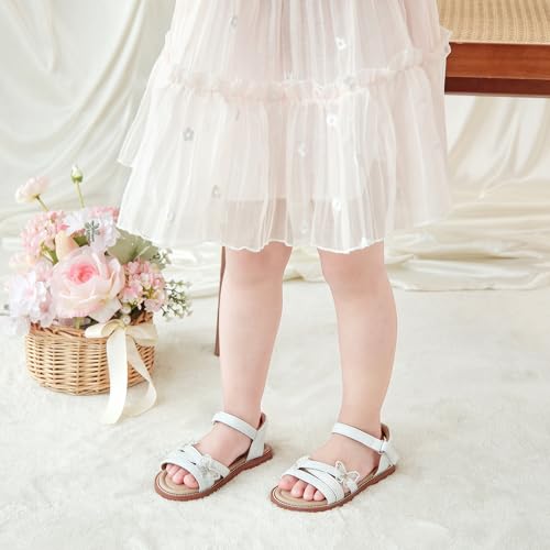 Image of Kolan Toddler Girl Sandals Open Toe Flat Princess Dress Shoes Little Kids