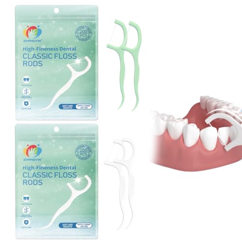 LACHT 400 Pcs Hilo Dental Con Mango Arcos Dentales 3X Limpio,Especialmente Para Los Molares Limpiar,Fácil Y Sencillo De Usar,Perfecto Para El Hogar Y Las Emergencias, Mantiene Tu Boca Fresca Y Limpia