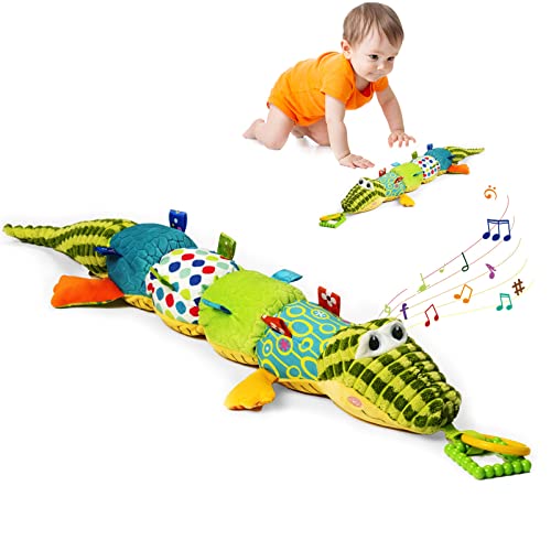 Image of Jollybaby Baby Toys, Tummy Time Baby Toys with Rattles, Crinkle, Newborn Baby Musical Toys for Infant 0 3 6 9 12 Months Boys & Girls-Alligator