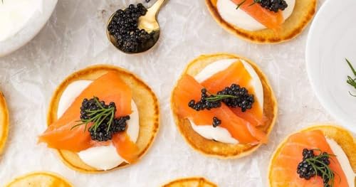 French Cocktail Blinis for Caviar - Frozen Appetizer Pancakes for Specialty Foods - 1.25 inch / 30 per pack (4.76 ounce (136 grams))