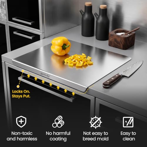 Tabla de cortar titanium para cocina, grande, apta para lavavajillas, fácil de limpiar, antideslizante y de bajo ruido (19.6"x15.3") miniatura 7