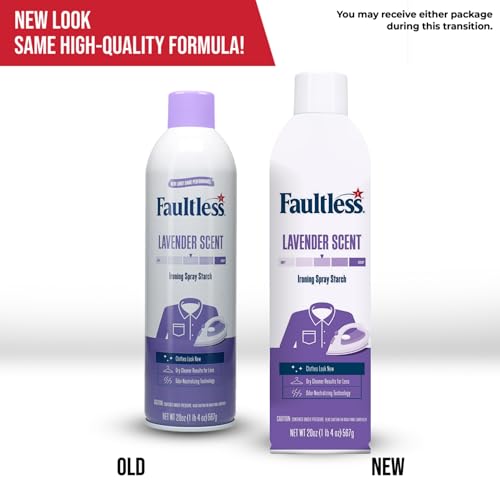 Image of Faultless Lavender Fresh Ironing Spray Starch 567g, Gives Stiff and Crisp Finish, Wrinkle-Free, Dry Cleaner Results at Home, Odor-Neutralizing, Easy Iron Aid, Imported from USA