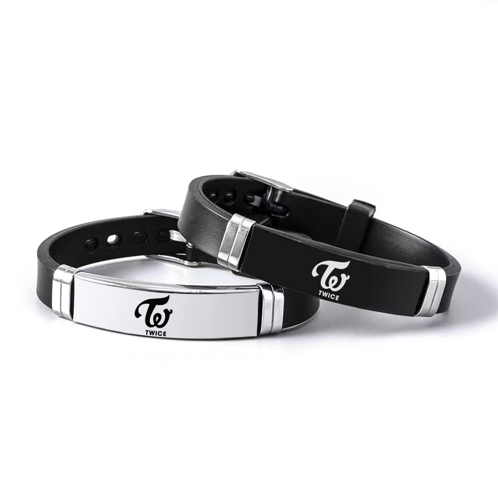 Paquete de 2 Pulseras Kpop TWICE Merch, Pulseras de Silicona con Dijes TWICE Joyería para Regalo