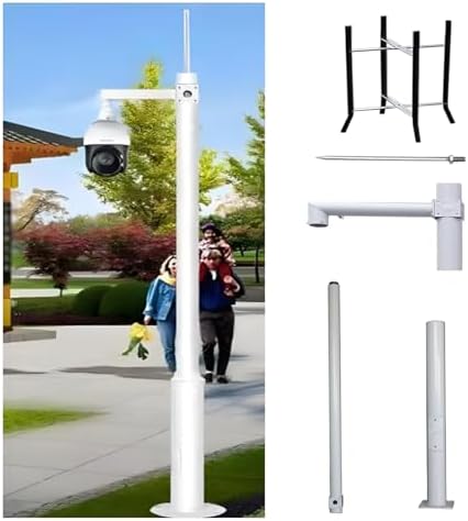 Heavy-Duty Adjustable Security Camera Pole - Extra Long Steel Stand for Outdoor Surveillance, Weather-Resistant Monitoring Solution for Home & Business Security