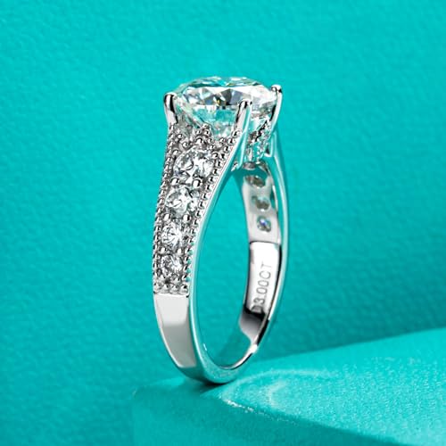 AnuClub Halo Moissanite Engagement Rings 3.8-4.75cttw(3ct Center Stone) D Color VVS1 925 Sterling Silver Vintage Anniversary Wedding Promise Rings for Women with Certificate3