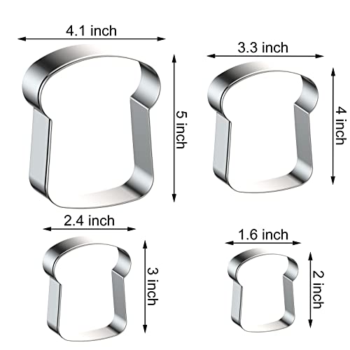 Slice Of Bread Cookie Cutter Set - 5", 4", 3", 2" - 4 Piece Toast Food Cookie Cutters Shapes - Stainless Steel #TOP1