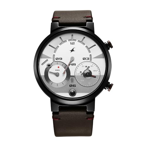 Fastrack Gambit Quartz Analog White Dial with Brown Genuine Leather Strap Watch for Men (B0D6B6NDDQ) Amazon Price History, Amazon Price Tracker