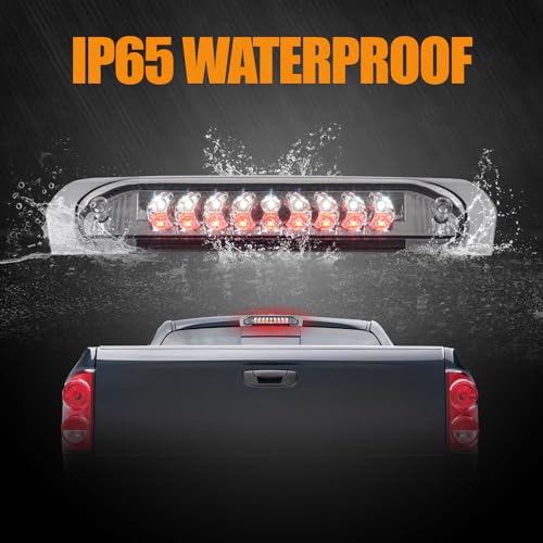 Image of Third 3rd Brake Light, LED High Mount Stop Light Replacement for 2002 2003 2004 2005 2006 2007 2008 Dodge Ram 1500, 2003-2009 Dodge Ram 2500 3500, Rear Center Cab Roof Tail Cargo Lamp (Chrome)