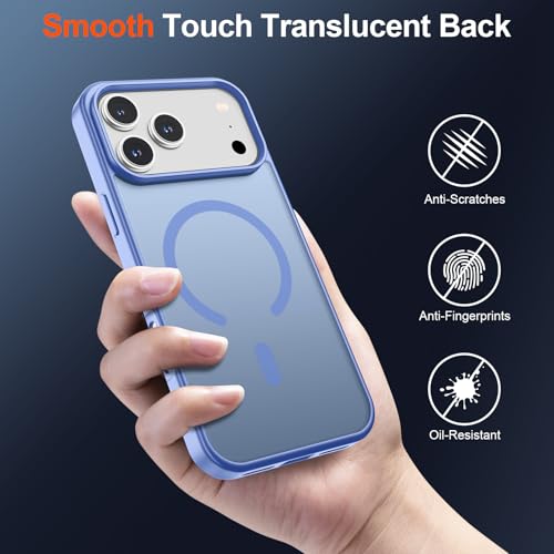 Image of SUPFINE Magnetic for iPhone 17 Pro Max Case (Compatible with MagSafe)(Military Grade Drop Protection) Translucent Matte Shockproof with Anti-Fingerprint Phone Cover 2025,Blue Purple