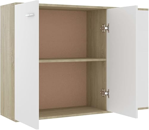 Miniatura 6 de vidaXL Aparador para el hogar, sala de estar interior, armario lateral de almacenamiento, cajón, muebles de aparador blanco y roble Sonoma de madera