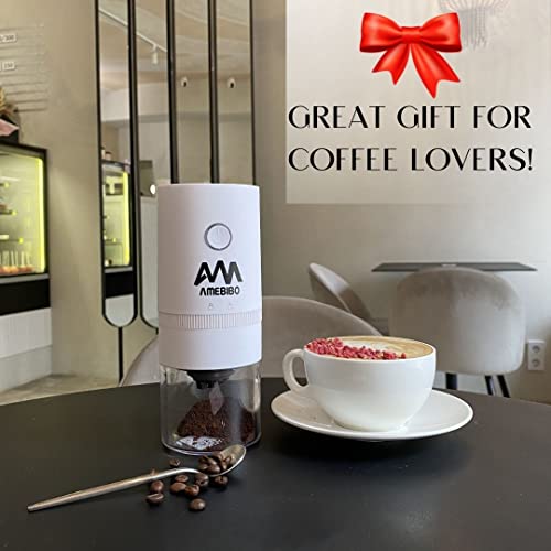 Portable Electric Burr Coffee Grinder, Small Automatic Ceramic Conical Spice Grinder, 4 Cups, Slow Coffee Bean Grinder With Setting For Drip Pour Over French Press, Espresso, Usb Rechargeable (White) #TOP5