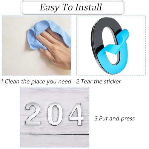 3 Inches Door Numbers Silver Self Adhesive 3D Mailbox Number Waterproof House Door Numbers Street Number Stickers for House Mailbox Apartment Hotel Courtyard Cafe (3) - Image 2
