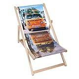 Pflegeleichte Strandliege aus Holz, für innen und außen geeignet, perfekt als Camping-, Balkon- oder Gartenliege