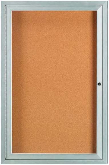 AarcoProducts 24"x18" 1-Door Indoor Enclosed Bulletin Board with Aluminum Frame with Lock