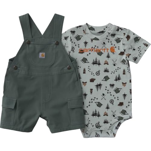 Image of Carhartt Baby Boys' 2-piece Short Sleeve Bodysuit & Cargo Pocket Shortall Set